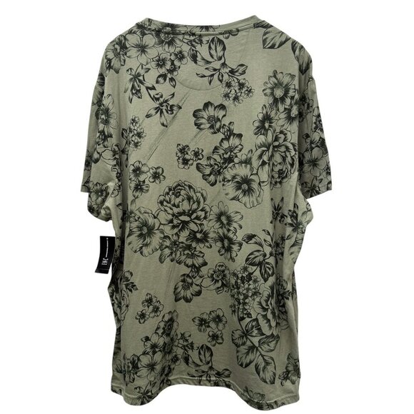 INC International Concepts T-shirt XXL Olive Green Floral Short Sleeve Tee NEW - Picture 3 of 8